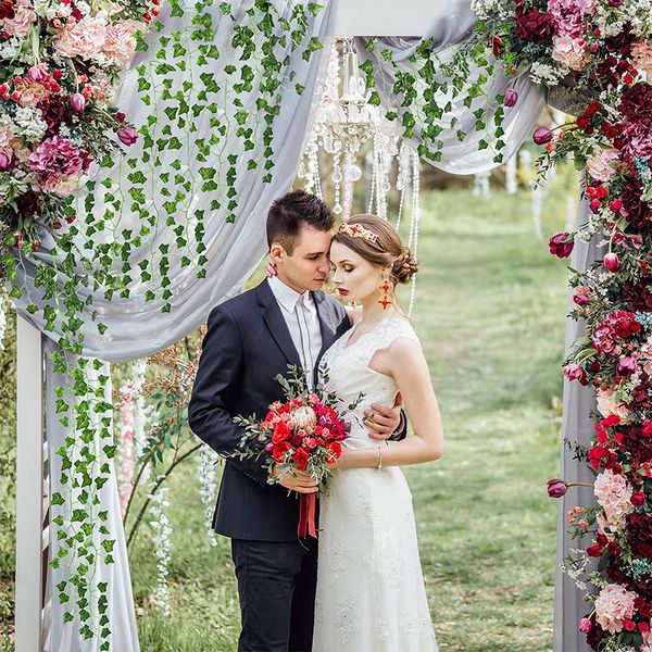 200 cm plantas artificiales calientes enrután de ratán hoja verde Ivy Vine para decoración de bodas en el hogar DIY colgante de guirnaldas falsas Flores