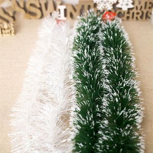 200CM Ruban Garland Ornements d'arbre de Noël Décoration de Noël Bar Tops Blanc Vert Foncé Canne Tinsel Xmas Party Arts Craft273r