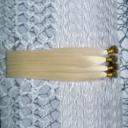 200g Blonde Flat Hair Extensions 200s Remy Nail / Flat Tip Rechte Keratin Pre-Bonding Menselijk Haar op Capsuel