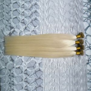 200g Blonde Flat Hair Extensions 200s Remy Nail / Flat Tip Rechte Keratin Pre-Bonding Menselijk Haar op Capsuel