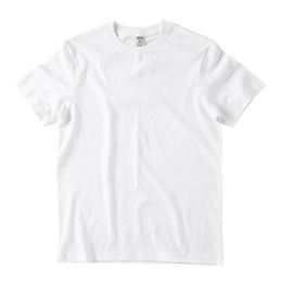 T-shirt blanc à manches courtes de couleur unie en pur coton épais et épais japonais de 200 g avec intérieur en coton peigné blanc pur pour T-shirts pour hommes et femmes