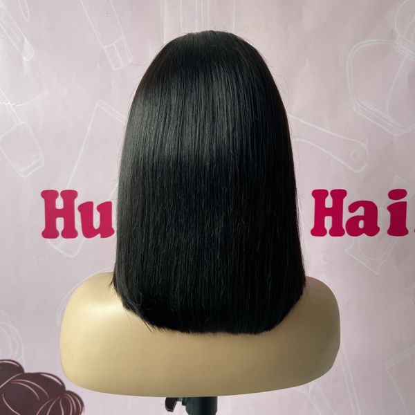 200 gramos 250% de densidad Doble dibujado 100% Cutícula Aligend Cabello virgen vietnamita Bob corto Peluca de cabello humano de encaje transparente 8-12 pulgadas Peluca de cierre 4x4 para mujeres negras