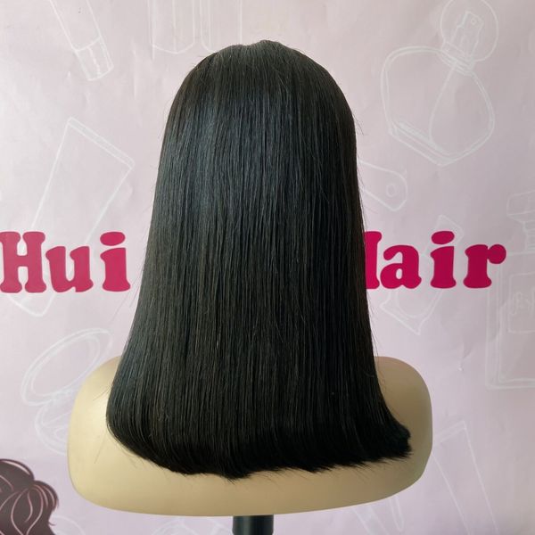 200 gramos 250% de densidad Doble dibujado 100% Cutícula Aligend Cabello virgen brasileño Bob corto Peluca de cabello humano de encaje transparente 8-12 pulgadas Peluca de cierre 13x4 para mujeres negras