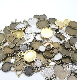 200 grammes Antique couleur argent pendentif base antique bronze vintage estampage blanc cabochon réglage bricolage lunette plateau fabrication de bijoux 5568705