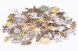 200gram Vintage zilveren kleur brons goud gemengd veel mix assortiment bedels hanger voor armband oorbel ketting diy sieraden maken1924506