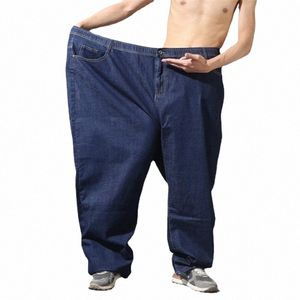 200 kg Jeans extra larges hommes bleu 8XL 7XL 6XL 5XL grande taille Denim grand pantalon élastique droit noir pantalon taille haute étiré h7Lz #