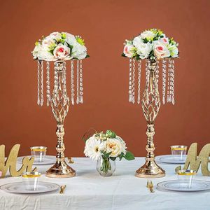 40 à 90 cm de haut) Centres de table de fête de mariage Support de support de fleurs en métal avec chaîne en cristal pour la décoration de vacances à la maison d'hôtel D00711