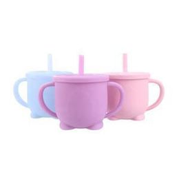 Tazas de alimentación de bebé de 200ML, vasos para sorber de silicona para niños pequeños con taza de silicona a prueba de fugas LL