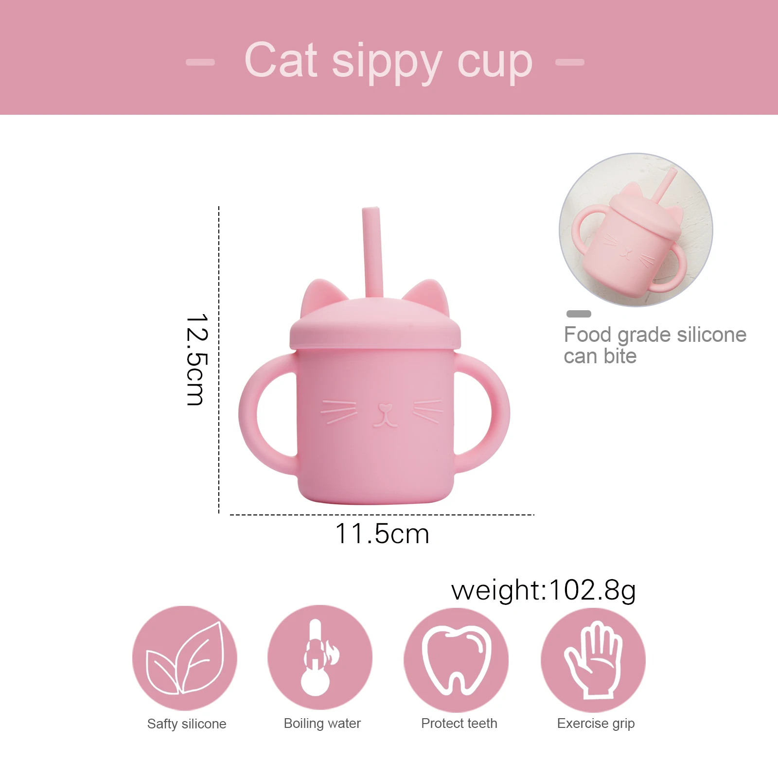 200ML Baby Feeding Drinkware Straw Cup Baby Learning Feeding Bottles Anti-Hot Leakproof Silicone Tableware Toddler Water Bottle