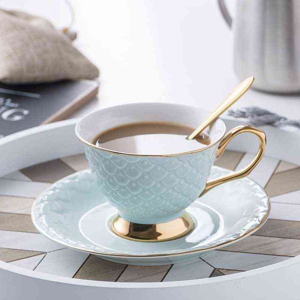 200ml Céramique Tasse À Café Soucoupe Ensemble Avec Cuillère Mode Amoureux Créatifs Porcelaine Après-Midi Thé Tasses Suite Petit Déjeuner Lait Tasse T220810