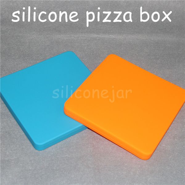 Contenedores personalizados de silicona planos cuadrados de 200 ml para cera Novedad Tarro de concentrado de pizza Tarro de cera de silicona Contenedor cuadrado de silicona Herramientas Dabber