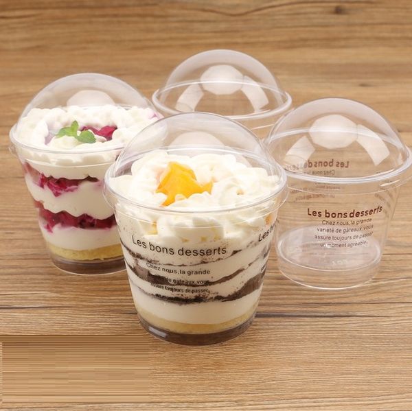 200ml Transparent Tiramisu Coupe De Crème Glacée En Plastique Mousse Cupcake Tasses Gelée Jetable avec Couvercle Pudding Dessert Ensembles Articles De Fête