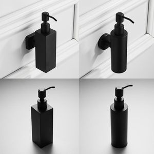 Bombas montadas en la pared de 200 ml Bomba de loción de acero inoxidable Baño para el hogar Recubierto de negro Boston Dispensador de jabón redondo Accesorios de baño Y200407