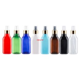 200 ml x 12 hoge kwaliteit gouden aluminium spuitpomp plastic flessen voor vloeistoffen 200cc vierkante cosmetische container parfum flesjesGood pakket