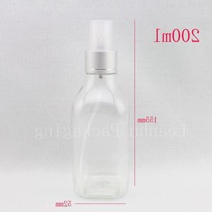 Flacons pulvérisateurs de parfum en plastique carrés transparents vides de 200 ml X30, emballage cosmétique transparent, flacon pulvérisateur de réglage de maquillage cosmétique Clarm