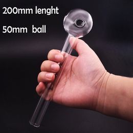 Tuyau de brûleur à mazout en verre de longueur de 200 mm, artisanat, tuyaux à main en verre Pyrex transparent avec barboteur de grande taille, accessoires pour fumer, outil de fumeur