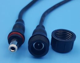 Livraison gratuite 200 paires DC5.5 x 2.1mm mâle femelle LED bande étanche connecteur d'alimentation câble noir
