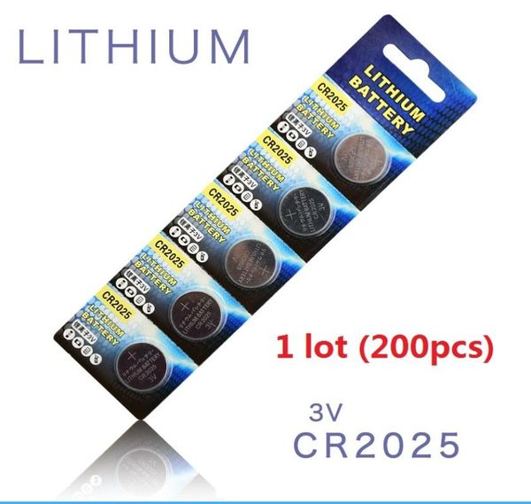 200 Uds 1 lote de baterías CR2025 3V pila de botón de iones de litio CR 2025 3 voltios liion coin6558845