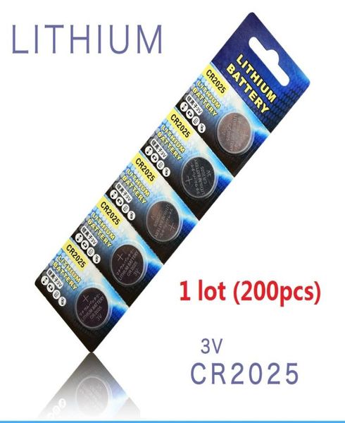 200pcs 1 lote baterías CR2025 3V litio li ión botón Batería CR 2025 3 voltios Liion coin3389812