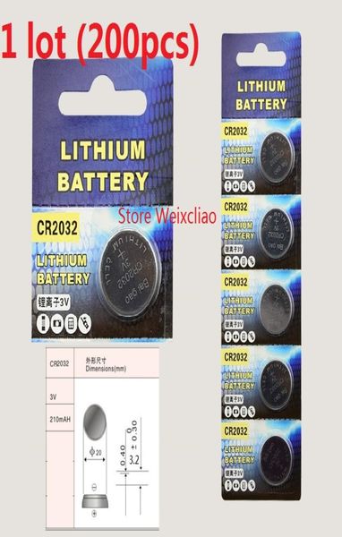200pcs 1 lot CR2032 3V Lithium li ion bouton Cellule Batters CR 2032 Batteries de pièces de pièces Liion 3 Volt 7344026