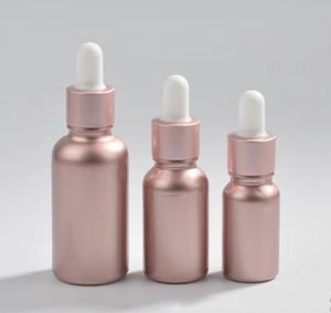 200 Uds 10/15/30ml botella cuentagotas de cristal de oro rosa líquido de aromaterapia para botella de aceite de masaje esencial botella cosmética recargable