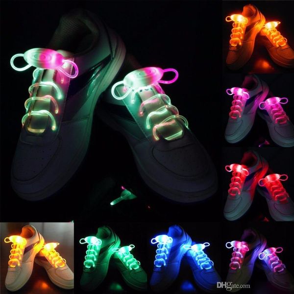 200pcs (100 paires) Lacets de chaussures LED étanches à la mode Flash Disco Party Glowing Night Sports Shoe Laces Strings Multicolores Lumineux