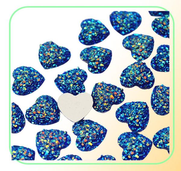 200 pcs 12 mm paillettes ab couleur cardiaque résine résine hinstone cabochon arrière plate plate cristal applique non fix pour décoration bricolage zz502242357