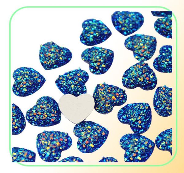 200pcs de 12 mm Glitter AB Color Resina Heart Rinestone Cabochon Plan de piedra Crystal Stone Aplique sin fianza para Decoración de DIY ZZ506977772