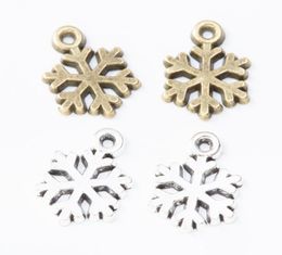 200 stks 1511 MM Antiek zilver metalen sneeuwvlok bedels vintage bronzen hanger voor ketting armband oorbel diy sieraden maken1794582