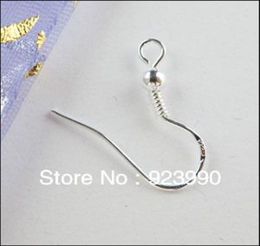 200 -stcs 18 mm maken doe -het -zelf sieraden bevindingen Silver Hook oorbellen 925 Sterling Silver French Ball Hooks oorbellen Silver9733608