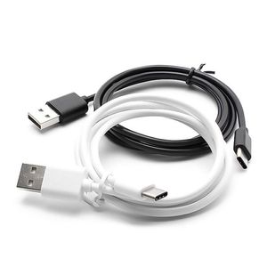 200 stks 1m / 2m zwart / wit Type-C 3.1 Type C USB Data Sync Charger-kabel voor Moblie-telefoon