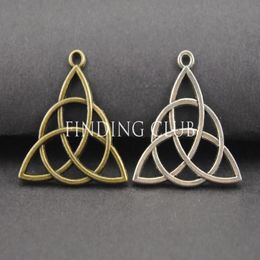 200 pièces 2 couleurs noeud Triquetra pendentif à breloques en métal Bracelet collier résultats de bijoux A107 A3132087