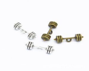 200 stks 25x8mm Halter Barbell Gewicht Gym Charm hanger Voor Sieraden Maken Antiek Zilver Antiek Brons kleur8983049