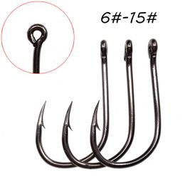 1000 stks / partij 10 Maten 6 # -15 # Black Ise Haak Hoge Carbon Steel Barbed Fishing Hooks Fishhooks Aziatische karper Pesca Tackle Accessoires KL_51