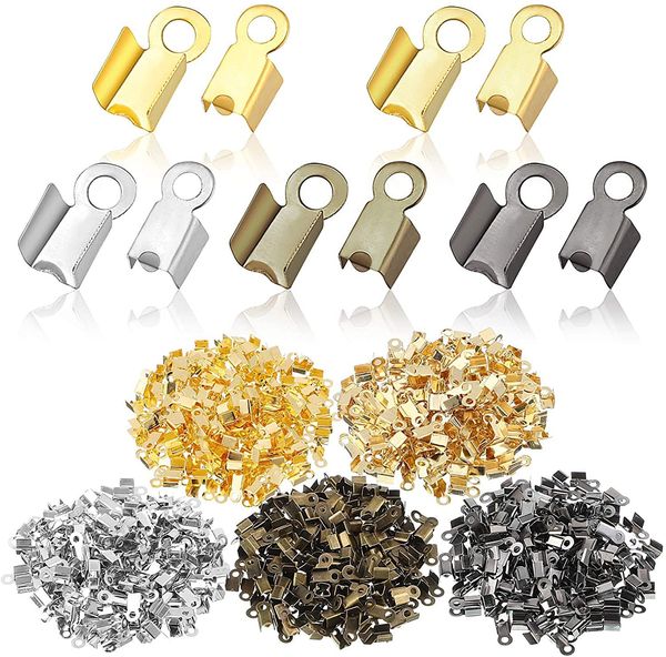 200 pièces 4x9mm 3x6mm petit cordon extrémités pointe rabattable fermoir sertissage perle connecteur embouts bricolage fabrication de bijoux