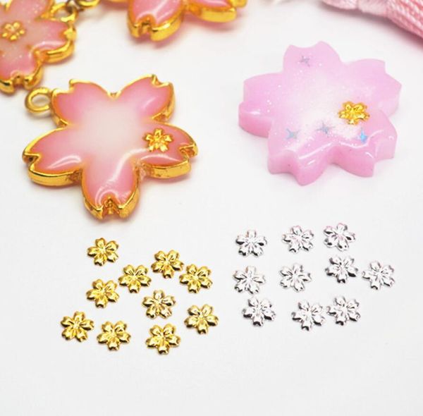 200 pièces 5mm métal Sakura perles de cerisier pour UV époxy remplissage résine pendentif collier fabrication de bijoux artisanat bricolage Nail Art accessoires
