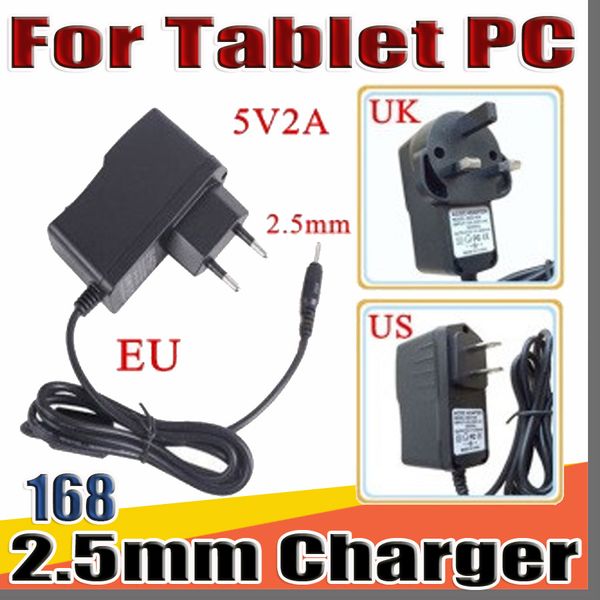 168 5V 2A DC Convertidor de enchufe de 2.5 mm Adaptador de fuente de alimentación para A13 A23 A33 A31S A64 7 9 10 pulgadas Tablet PC UE UE UK UK Enchufe A-PD