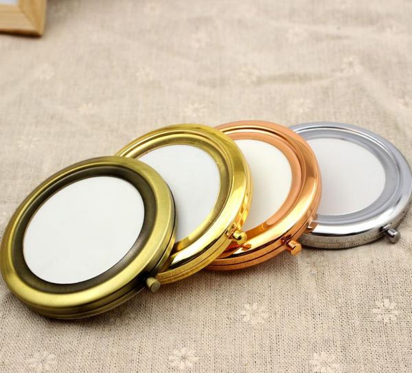 200 pièces 70mm poche Compact miroir faveurs rond métal argent maquillage miroir cadeau maquillage outils SN4989