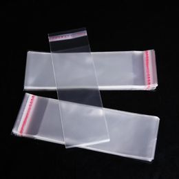 200 stks 8x25 cm Clear Cello Cellofaan Zak Zelfklevende Afdichting Transparante Hersluitbare Poy Plastic Sieraden Verpakking Bags324t