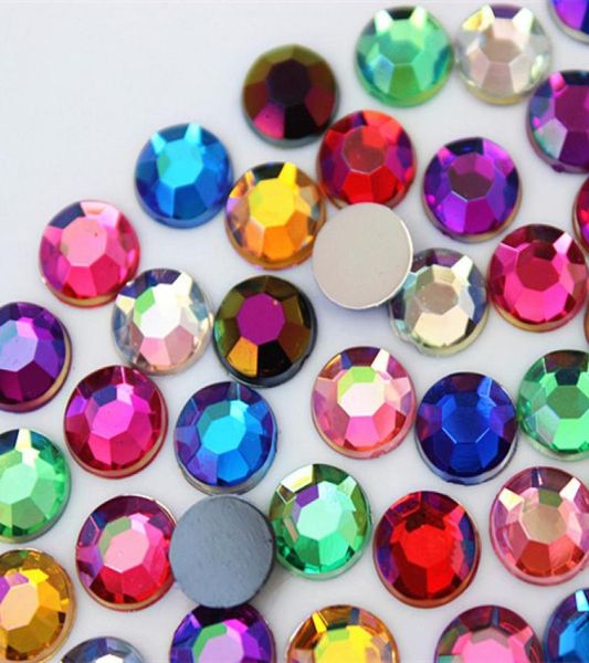 200pcs 8 mm Rhinestones redondos gemas acrílicas plana Piedras de cristal no de costura para ropa de joyería de bricolaje ZZ7592503997