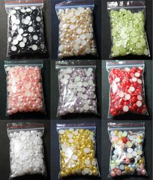 200 stks 8mm Wit Half Ronde Parels Kralen Plaksteen Scrapbooking Embellishment Craft Nail Art DIY