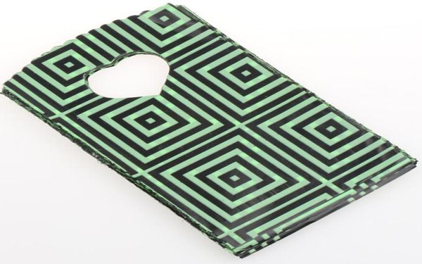 200pcs 9x15cm 15x20 cm de color verde oscuro con bolsas de plástico de patrón de geometría negra Bolsas de plástico Bag9519951