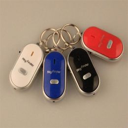 200 % Anti Lost Led Find Keys Locator 4 kleuren spraakgeluid fluitregeling Locators Keychain331C