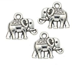 200 stks Antiek Verzilverd Dieren Olifant Charms Hangers voor Europese Armband Sieraden Maken DIY Handgemaakte 12x14mm