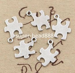 200 pcs Antique Argent Puzzle Pièce Jigsaw Charmes pendentif Pour La Fabrication de Bijoux Résultats 18x14mm