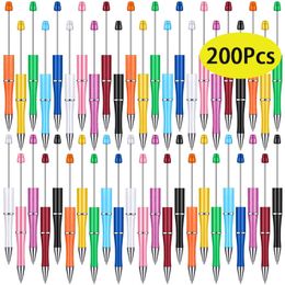 200 pièces stylos à perles bricolage stylos à perles stylos à perles fournitures scolaires de bureau cadeau pour enfant perles stylos à perles 240307
