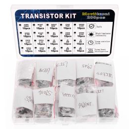 Kit de transistor BJT 200pcs Transistores de potencia bipolar A1015 BC327 BC337 C1815 S8050 S8850 2N2222 2N2907 2N3904 2N3906 PNP NPN