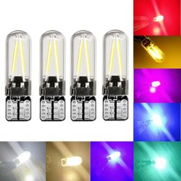 200 Uds. Led para coche T10 194 168 2825 175 921 912 W5W bombillas de cuña COB con carcasa de cristal, luz de matrícula, luz de techo de 12V