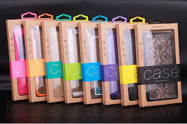 200 Uds. Paquete Universal colorido de plástico PVC embalaje al por menor caja de papel Kraft para iphone 6 plus funda Note 5 soporte de bandejas interiores
