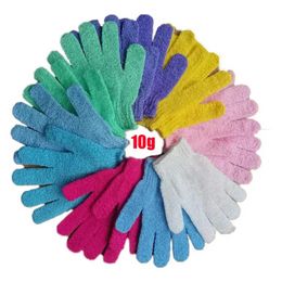 200pcs / DHL Rainbow Coloré Gants de douche Mode Cinq doigts Double face Friction Bain Exfoliation Nettoyage Peau Forte Décontamination Golve G0424